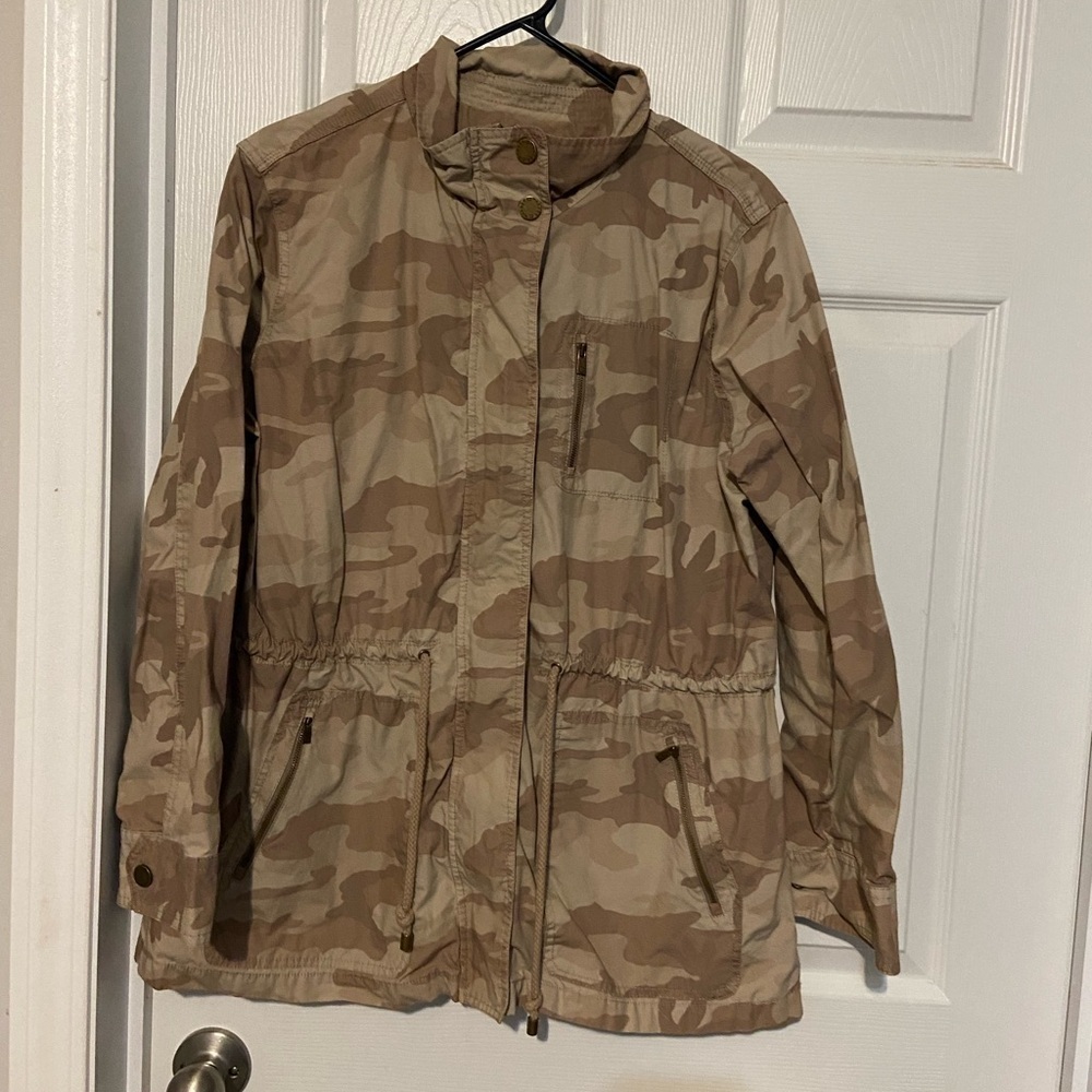 C. Wonder Lightweight Tan Camo Jacket Utility Jacket Coat GUC Lg no size tag